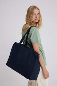 Black <b>Canvas</b> <b>Tote</b> Bag Reusable Carryall Custom Logo Printed Large Capacity Handled Bag for Daily Travel Over Sized <b>Tote</b> Bag - Product Image 2