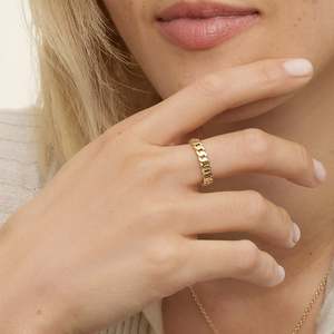 Chunky Cuban Link Chain <b>Ring</b> Bold Statement Band Unisex Silver Gold Thick Curb Link <b>Ring</b> Modern Jewelry Gift - Product Image 4