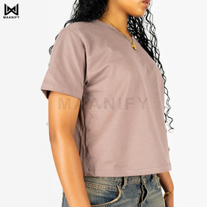 เสื้อครอปท็อปชิทากะสุดหรู เนื้อผ้าหนา พิมพ์โลโก้ได้ตามสั่ง คอริบหนา สตรีทแวร์ ผ้าฝ้าย OEM ODM MAANIFY - Product Image 1