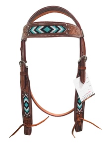 Serre-tête de cheval occidental de qualité supérieure sculptée à la main éperons équestres avec perles Logo personnalisé pour l'équitation - Product Image 5