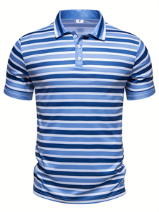 Polo de Manga Corta para Hombre, Estilo Verano 2026, con Estampado de Rayas 3D, Estilo Casual Urbano - Product Image 2