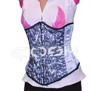 Fournisseur de Corsets en Satin Floral avec Superposition de Dentelle en Maille - Product Image 3