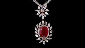 Ensemble de collier plaqué or rose avec diamants de luxe |   Bijoux de mariage avec boucles d'oreilles assorties |   Bijoux Cadeaux de Fête - Product Image 4