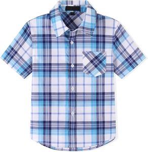 เสื้อเชิ้ตแขนสั้นเด็กชาย ผ้าฝ้ายทอ 100% คุณภาพสูง ระบายอากาศได้ดี ปรับแต่งได้ สวมใส่สบายๆ ในฤดูร้อน - Product Image 1