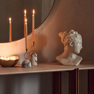 Support de bougie conique en marbre doré de luxe, design géométrique moderne, bougeoir rond en métal, style nordique pour la décoration intérieure et centre de table - Product Image 6