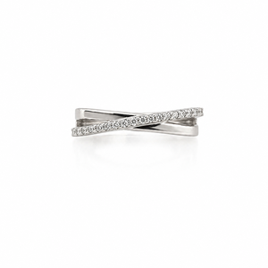 Namivaa 925 Sterling <b>Silver</b> Women's Criss <b>Cross</b> Band <b>Ring</b> Cubic Zirconia Pave Modern Minimalist Design High Polish Finish Daily - Product Image 1