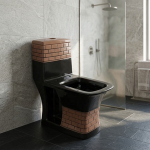 Luxury Blue Natural Printed One Piece WC Siphonic Ceramic Dual-Flush Floor Mounted Toilet for Artistic Bathroom and Outdoor Use - Product Image 2