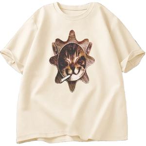 GLO เสื้อยืดแขนสั้นสำหรับผู้ชายเสื้อยืดลายแมวแมว Y2K เรือพิฆาตเสื้อยืดผ้าฝ้ายลำลอง - Product Image 4