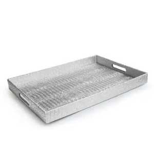 Plateau de service rectangulaire en acier inoxydable avec poignées latérales en fil métallique courbé, plateau à thé en métal poli, plateau de service pour café et nourriture - Product Image 2