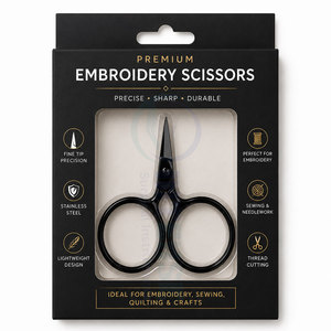 Embroidery <b>Scissors</b> Premium Stainless Steel Fine Tip Sharp Blade <b>Sewing</b> Needlework Quilting Craft Thread Cutting Tool - Product Image 1