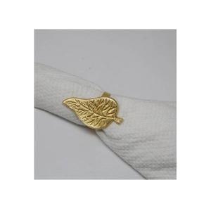 Élégant porte-serviettes en aluminium doré moderne en forme de feuille de bétel, écologique, durable, décoratif, pour décoration de table de mariage botanique. - Product Image 1