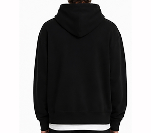 Sweat-shirt à capuche de luxe noir pour homme, coupe oversize, en coton épais, style streetwear hiver, chaud et tendance - Product Image 2