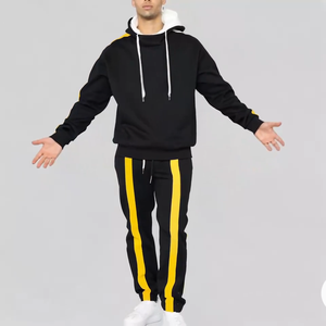 Sudadera con Capucha Estampada Informal para Hombre, 100% Algodón, con Rayas Amarillas, Ropa Deportiva Urbana para Entrenamiento de Invierno - Product Image 2