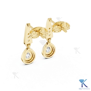 Lab Grown Diamond Brilliant Cut Halo Drop Earrings Triangle <b>Stud</b> 18K Solid Gold Fine Women Jewelry Geometric Wedding Bridal Gift - Product Image 5