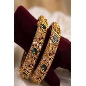 Stylish Gold Plated Flower Pattern <b>Bangle</b> Bracelets <b>Set</b> For Women Wedding Vintage Style Alloy Jewelry - Product Image 1