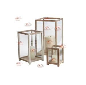 Portavelas de madera marrón envejecido para decoración de boda, portavelas de madera hecho a mano para colgar - Product Image 1