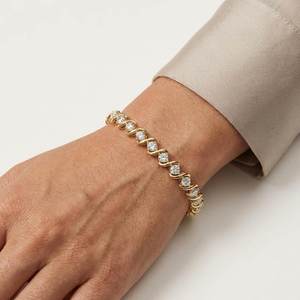 Bracelet Tennis en Argent 925 Blanc avec Moissanite Ronde, Maillons en S, Chaîne Spirale, Bijou de Luxe, Chaîne Statement - Product Image 1
