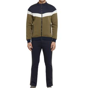 Vêtements de sport décontractés 100% coton pour la course à pied et le jogging, couleur contrastée, col haut, fermeture éclair intégrale, survêtements pour hommes pour l'hiver - Product Image 1