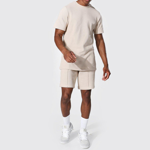 Conjunto de Verano para Hombre, Casual, Camiseta de Manga Corta y Pantalones Cortos con Bolsillo en el Pecho, Transpirable, Conjunto Deportivo de 2 Piezas de Algodón - Product Image 5