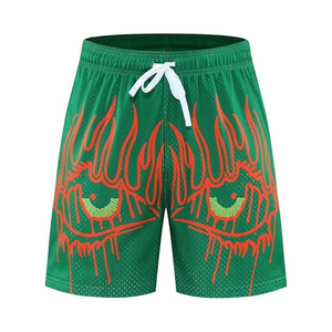 Pantalones Cortos Deportivos de Malla con Estampado de Llamas Personalizados para Hombre, Transpirables, para Entrenamiento, Ropa de Verano, Proveedor Mayorista OEM ODM - Product Image 4