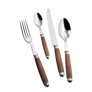 Premium Stainless Steel <b>Flatware</b> Cutlery Set Elegant Natural Walnut Wood Handle Silverware Set Modern Kitchen Dinnerware - Product Image 3
