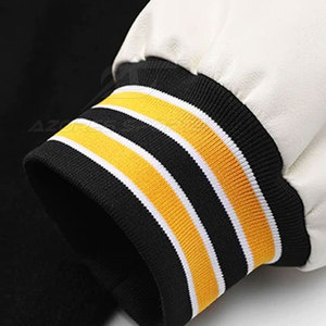 Men Letterman Jacket Winter Slim Fit Casual Long Sleeve <b>Covered</b> <b>Button</b> Outerwear-Quick Dry & Breathable Polyester/Cotton - Product Image 3