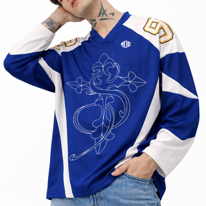 Maillot de football américain personnalisé en sublimation bleue, manches longues, 230 GSM, polyester, style USA, vêtements de sport, fabricant OEM en gros - Product Image 2