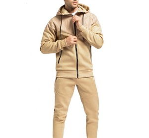 Services OEM en gros : Survêtement homme personnalisé avec logo, collection automne-hiver, décontracté, à capuche, en polaire légère, avec fermeture éclair, polyester/coton - Product Image 1