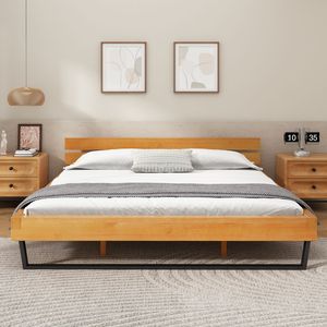 Base de Cama King Size de Madera de Pino en Color Natural y Negro - Product Image 2