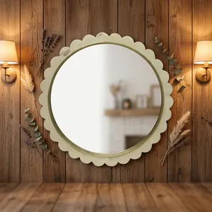 Scalloped Round Wall <b>Mirror</b> <b>Gold</b> <b>Frame</b> Decorative Vanity <b>Mirror</b> Modern Bathroom Bedroom Entryway Accent Home Decor ElegantDesign - Product Image 5