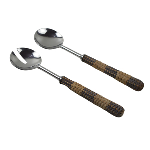 Ensemble de cuillères à salade en acier inoxydable forgé à la main, couverts élégants avec manches polies effet miroir argenté, vaisselle haut de gamme pour la salle à manger - Product Image 6