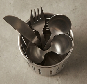 Kitchen Chopstick Holder Tableware Storage <b>Organizer</b> Silver Plated Round Steel <b>Utensils</b> Holder Metallic Cutlery Holder - Product Image 3