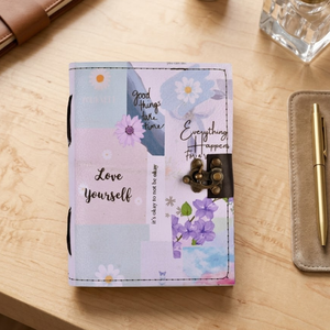 Vintage Floral <b>Lock</b> <b>Diary</b> Notebook A5 Cardboard Journal | Handmade Eco Friendly Writing <b>Diary</b> Metal Clasp Closure Gift 100 - Product Image 1