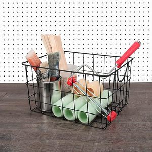 Cesta Multiusos de 15 Pulgadas con Gancho, Solución de Almacenamiento de Alambre de Acero Resistente, Asas Curvas Fáciles de Agarrar, Organización Decorativa - Product Image 5