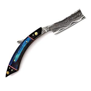 มีดโกนเหล็กดามัสกัสแบบดั้งเดิมทำมือ Jexmoo สำหรับช่างตัดผม พร้อมปลอกหนัง ของขวัญสำหรับเพื่อนเจ้าบ่าว - Product Image 3