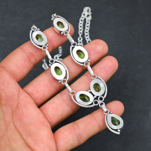 Collar de Amatista Verde Personalizado, Superventas, Plata de Ley 925, Joyería de Piedras Preciosas Hecha a Mano, Regalo Elegante y Lujoso para Mujer, Boda - Product Image 4