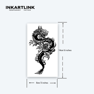 INKARTLINK Pegatina de <span class=keywords><strong>Tatuaje</strong></span> de Dragón Chino, Dragón Oriental Tradicional Kanji Herbal, Arte Corporal Semipermanente de 15 Días para <span class=keywords><strong>Brazo</strong></span>, Venta al por Mayor - Product Image 3