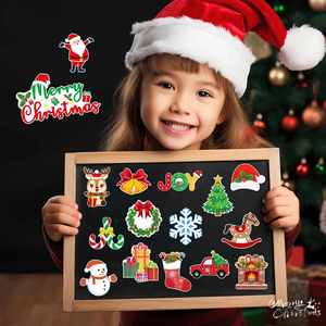 Aimants de Noël en papier réfléchissant personnalisés, autocollants muraux imperméables, aimants pour réfrigérateur, forme personnalisée, design Art Déco - Product Image 2