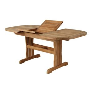 Table à manger ovale en bois massif avec plateau convertible, imperméable et écologique, design moderne durable pour une utilisation à la maison et en extérieur, 6 places - Product Image 1