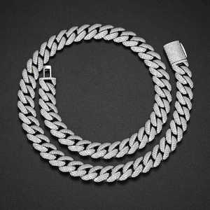 hip hop <b>iced</b> <b>out</b> moissanite diamond necklace silver <b>chain</b> round brilliant cut bold luxury statement necklace - Product Image 5