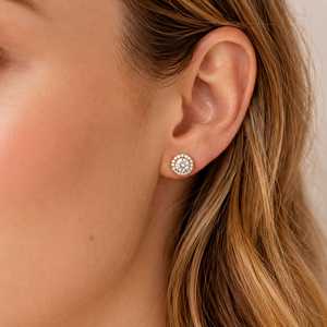 Boucles d'oreilles clous en or massif 10k 14k 18k avec diamant rond de laboratoire certifié IGI 1,6 carat, style halo, couleur VVS, bijoux fins pour femmes - Product Image 6
