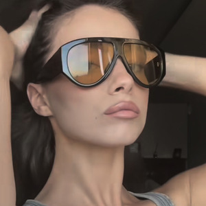 Lmamba 9588 Luxury Designs Retro Double Beam Oversized Sun Glasses One Piece Vintage Custom Logo <b>Sunglasses</b> Women Men 2025 - Product Image 1
