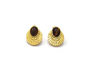 Pendientes de latón con múltiples gemas, chapados en oro, de forma ovalada, para mujeres y unisex, para ocasiones especiales. - Product Image 5