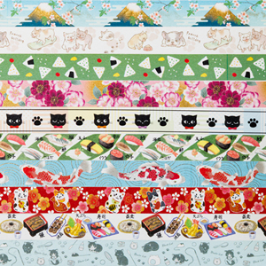 Japanese Paper Waterproof Acrylic Adhesive Customizable Masking <b>Tape</b> Single Sided Featuring Animals and Food Scenes - Product Image 5