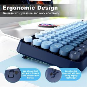 2.4G Full-Sized Wireless Keyboard <b>Mouse</b> Combo Cute Colorful 104 Retro Typewriter Keys with <b>Mouse</b> <b>Mouse</b> Keyboard - Product Image 2