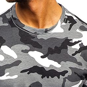 Camiseta de Manga Corta con Estampado de Camuflaje para Hombre, Corte Ajustado, Cuello Redondo, Ropa Casual, Tejido Jersey Transpirable - Product Image 2