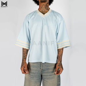 Maillot de hockey vintage tendance, coupe oversize et courte, en maille, unisexe, style streetwear, vente en gros, OEM - Product Image 3