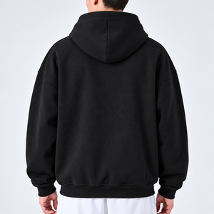 Regular Length Fleece Hip Hop Boxy Fit Men's Anti-Wrinkle 70% Cotton 400g <b>Fluffy</b> Winter <b>Hoodies</b> OEM Service Available - Product Image 2