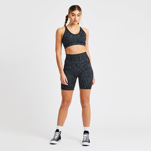 Soft Women's High-Waisted Shorts <b>Elastic</b> Waist Mid-Thigh Compression Yoga Seamless Shorts Print Logo Quick Dry Women - Product Image 2