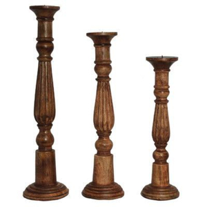 Neem Wood Tapered Candlestick Holder <b>Set</b> for Home Decoration Handmade Natural Finish Customized <b>Candle</b> Taper - Product Image 5